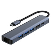 BYL-2210 6 in 1 USB-C / Type-C to USB Multifunctional Docking Station HUB Adapter with 1000M Network Port, BYL-2210